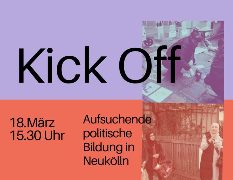 Am 18. März findet ein Kick Off zur Kompetenzstelle aufsuchende politische Bildung von Mitreden in Neukölln statt.